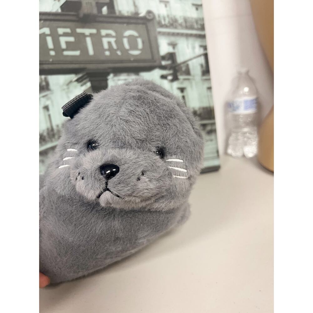 Cute Seal Plush Crossbody Bag, Fluffy Stuffed Animal Shoulder Purse